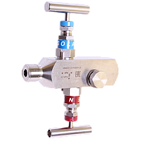 SS-2R-FМ20х1,5-MМ20х1,5 (внутр.-внеш.) клапан игольчатый двухвентильный